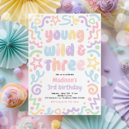 Jong Wild & Drie Confetti Ballon 3e Verjaardag  Kaart