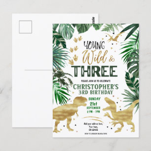 Jong Wild & Drie Dinosaur Verjaardag Briefkaart
