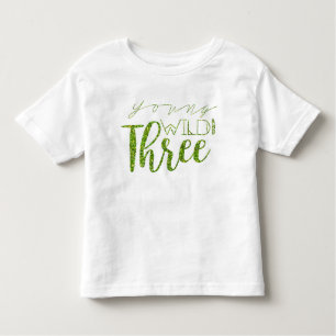 Jong Wild & Drie   Groene Glitter   3e verjaardag Kinder Shirts