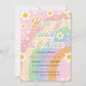 Jong Wild Drie Groovy Daisy Regenboog 3e Verjaarda Kaart (Voorkant)