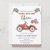 Jong, Wild & Drie Jongens Race Auto Verjaardag Kaart (Voorkant)