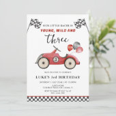 Jong, Wild & Drie Jongens Race Auto Verjaardag Kaart (Staand voorkant)