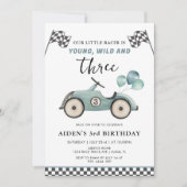 Jong, Wild & Drie Jongens Racen Auto Verjaardag Kaart (Voorkant)