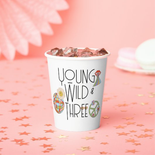 Jong, Wild & Drie | Kind Birthday Cup | Boho Papieren Bekers (Insitu)