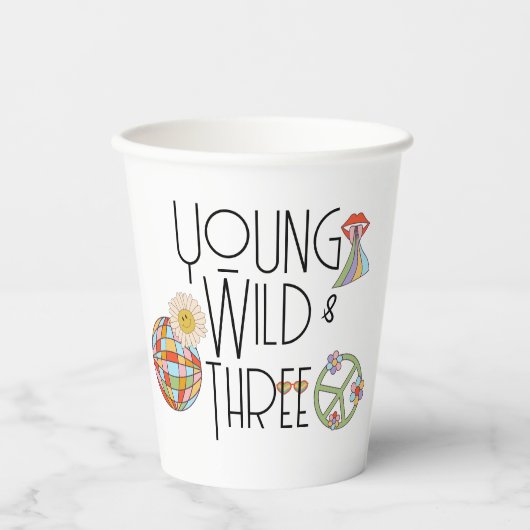 Jong, Wild & Drie | Kind Birthday Cup | Boho Papieren Bekers (Voorkant)