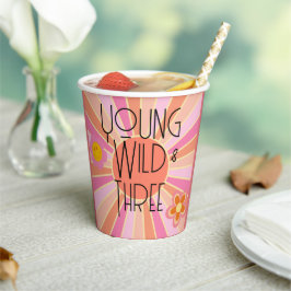 Jong, Wild & Drie | Kind Birthday Cup | roze Papieren Bekers