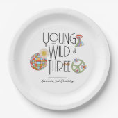Jong, Wild & Drie | Kind Verjaardag Borden | Boho Papieren Bordje (Voorkant)