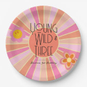 Jong, Wild & Drie | Kind Verjaardag Borden | roze Papieren Bordje (Voorkant)