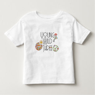 Jong, Wild & Drie   Kind Verjaardag T-shirt   Boho