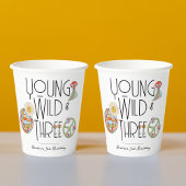 Jong, Wild & Drie | Kind Verjaardagsbekers | Boho Papieren Bekers