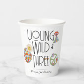 Jong, Wild & Drie | Kind Verjaardagsbekers | Boho Papieren Bekers (Voorkant)