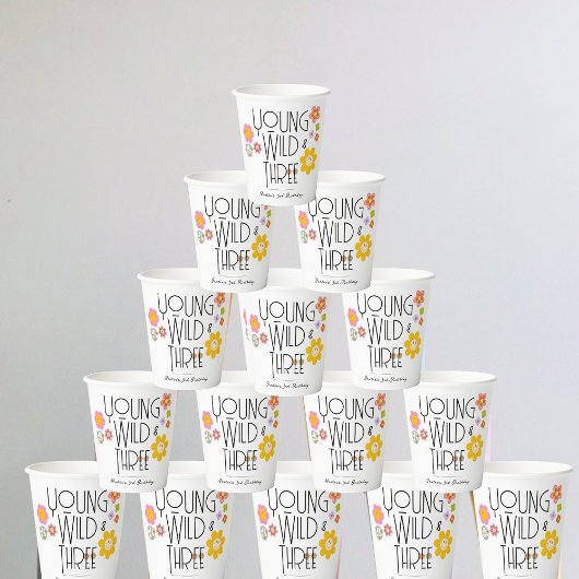 Jong, Wild & Drie | Kind Verjaardagsbekers | Gliml Papieren Bekers