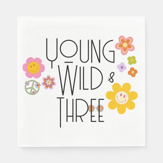 Jong, Wild & Drie | Kind Verjaardagsservet | Gliml Servet (Voorkant)