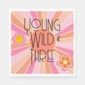 Jong, Wild & Drie | Kind Verjaardagsservet | roze Servet (Voorkant)