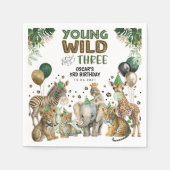 Jong Wild & Drie Oerwoud Safari 3e Verjaardag Servet (Voorkant)