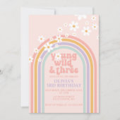 Jong Wild Drie Pastel regenboog 3e verjaardag Kaart (Voorkant)