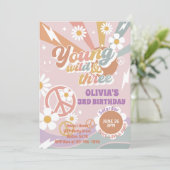 Jong Wild Drie Peach Liefdesfeestje 3e verjaardag Kaart (Staand voorkant)