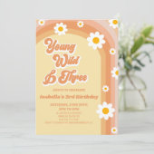 Jong Wild & Drie Retro Daisy 3e Verjaardagsfeest Kaart (Staand voorkant)