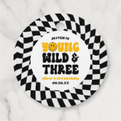 Jong Wild & Drie Retro Derde 3e Verjaardagsfeestje Bedankjes Labels (Achterkant)