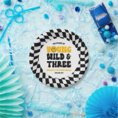 Jong Wild & Drie Retro Derde 3e Verjaardagsfeestje Papieren Bordje (Feest)