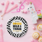 Jong Wild & Drie Retro Derde 3e Verjaardagsfeestje Papieren Bordje (Feest)