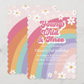 Jong Wild Drie Retro Regenboog 3e Verjaardag Kaart (Voorkant / Achterkant)