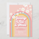 Jong Wild Drie Retro Regenboog 3e Verjaardag Kaart (Voorkant)