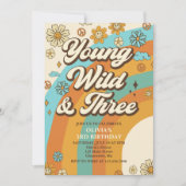 Jong Wild Drie Retro Regenboog 3e Verjaardag Kaart (Voorkant)