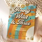 Jong Wild Drie Retro Regenboog 3e Verjaardag Kaart