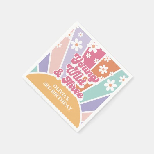 jong wild drie Retro Sunshine Rainbow Daisy Servet (Hoek)