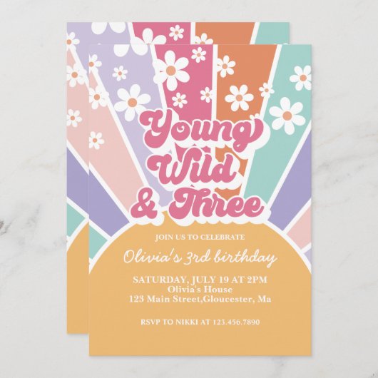 Jong Wild Drie Retro Zonneschijn Regenboog Madelie Kaart (Voorkant / Achterkant)