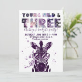 Jong, Wild & Drie | Rockstar Zebra Kaart (Staand voorkant)