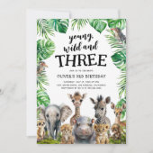 Jong Wild & Drie Safari 3de Verjaardagsfeestje Kaart (Voorkant)