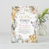 Jong, Wild & Drie Safari 3e Verjaardag dieren Kaart (Staand voorkant)