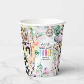 Jong, Wild & DRIE Safari Dieren 3e Verjaardag Papieren Bekers (Achterkant)