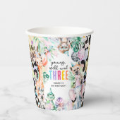 Jong, Wild & DRIE Safari Dieren 3e Verjaardag Papieren Bekers (Voorkant)