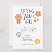 Jong, Wild & Drie | Uitnodiging voor 3e verjaardag (Voorkant)