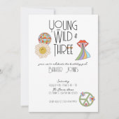 Jong, Wild & Drie | Uitnodiging voor 3e verjaardag (Voorkant)