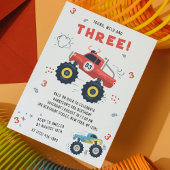 Jong Wild Drie Verjaardag Kinder Monster Auto Truc Kaart