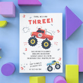 Jong Wild Drie Verjaardag Kinder Monster Auto Truc Kaart