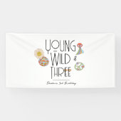 Jong, Wild & Drie | Verjaardagsbanner | Boho Spandoek (Horizontaal)