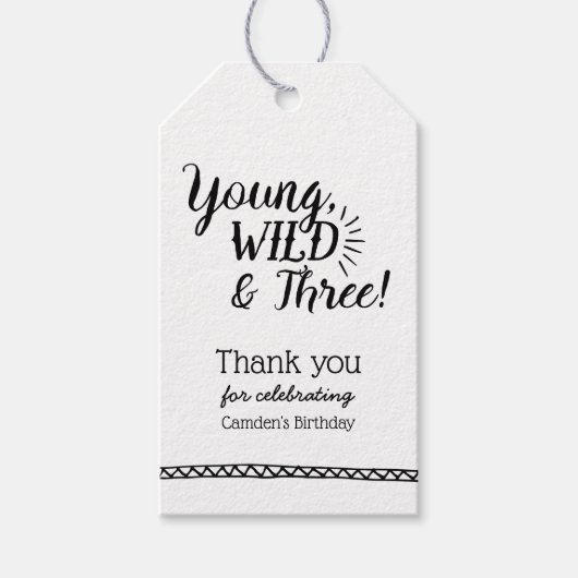Jong, Wild & Drie Verjaardagsgunst cadeau labels Cadeaulabel (Voorkant)