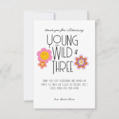 Jong, Wild & Drie | Verjaardagskaart | Roze Bedankkaart (Voorkant)