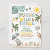 Jong Wild & Drie Zomerstrand 3e Verjaardag Kaart (Voorkant)