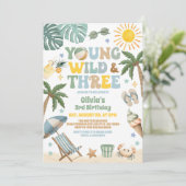 Jong Wild & Drie Zomerstrand 3e Verjaardag Kaart (Staand voorkant)