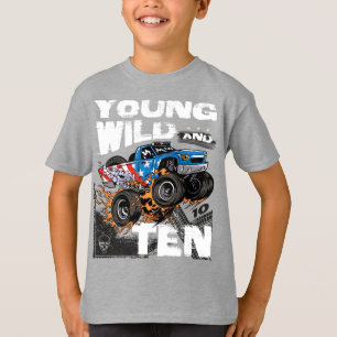 Jong, Wild en 10e verjaardag Jongen Monster Truck T-shirt