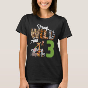 Jong wild en 3 jaar oud 3e verjaardag Safari Zoo T-shirt