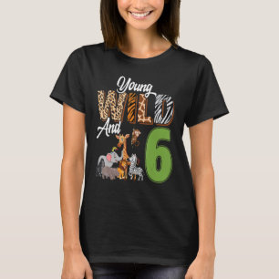 Jong wild en 6 jaar oud 6e verjaardag Safari Zoo T-shirt