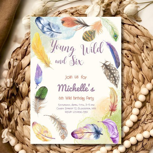 Jong Wild en Aquarel Boho Veren Kaart