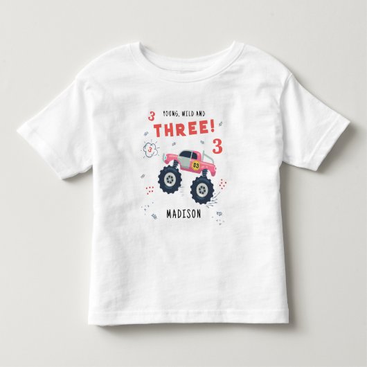Jong, Wild En Drie 3de Verjaardag Kinderen Monster Kinder Shirts (Voorkant)